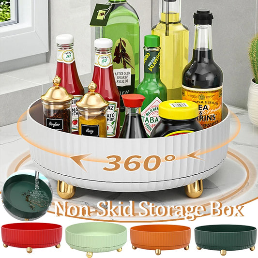 "360° Rotating Spice Rack with Non-Skid Base - Store and Organize in Style!"
